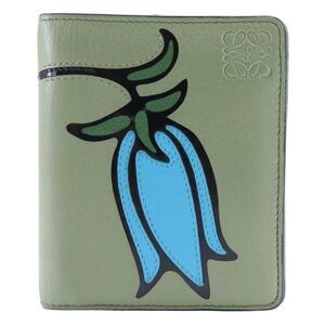 Loewe Herbarium bifold wallet calfskin green snap closure